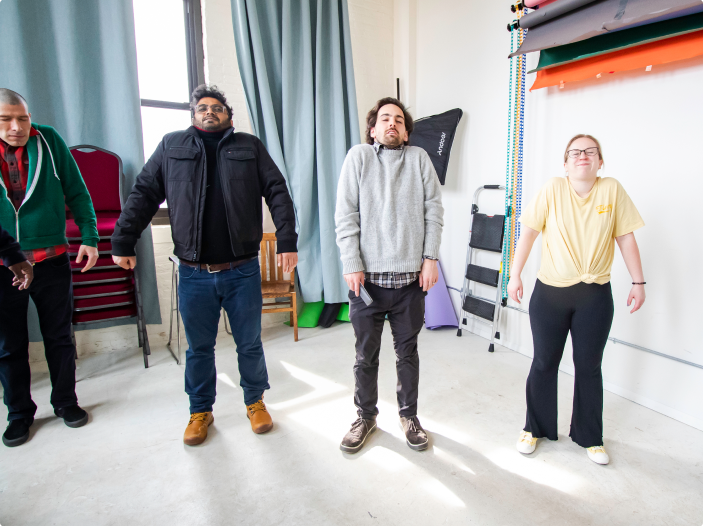 Students performing an acting exercise